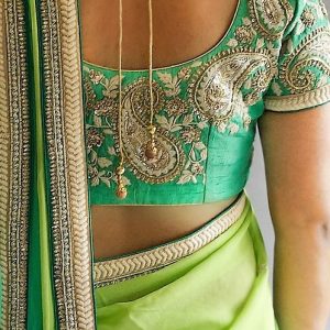 Stylish Modern Mango Embroidery Bridal Blouse Green Color
