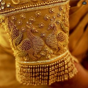 Latest Beautiful Annam Thread and Stone & Pearls Work Designer Blouse Off White Color