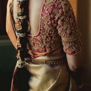 Luxurious Wedding Hand Thread Work Bridal Blouses Apple Red Color