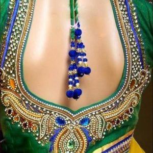 Latest Treaty Stone and Thread Work Blouse Designs Green Color