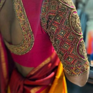 Royal Grand Bridal Blouse Stone and Thread Work Design Pink Color