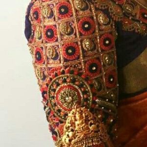 Latest & Trendy Thread and God Laxmi Work Designer Blouse Dark Blue Color