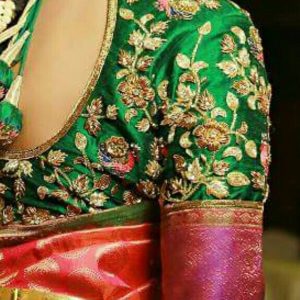 Trendy Thread Work Designer Blouse Green Color