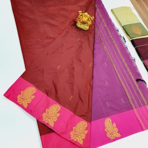 Mango Design Porter Butta Mphoss Gift Sarees Araku Red w/ Violet Color