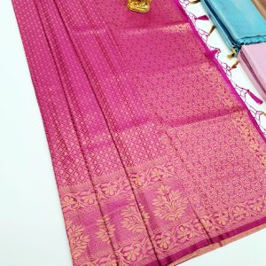 New Design Kanjivaram Semi Silk Sarees Rose Color