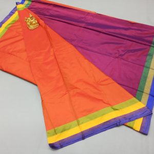 New Trendy Semi Soft Silk Sarees Light Weight (Red, Orange) Color