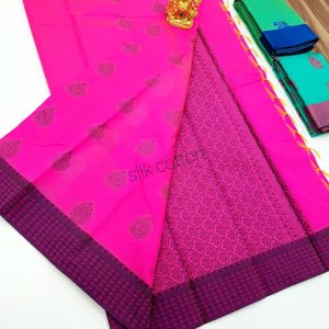 New Design Butta Mphoss Saree Magenta Color w/ Blouse