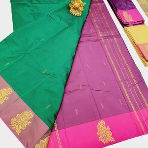 Latest Butta Mphoss Sarees Green w/ Pink Color