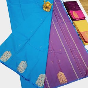 Butta Mphoss Gift Sarees Sky Blue w/ Purple Color w/ Blouse