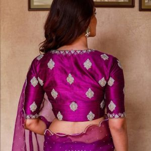 Different Embroidery and Stone Work Party Blouse Magenta Color