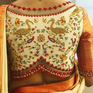 Stylish Modern Embroidery Work Bridal Blouse Off White Color