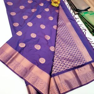 New High Fancy Kanjivaram Silk Sarees Mix (Purple, Violet, Red, Peacock Blue) Color