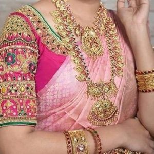 Stylish Modern Embroidery & Stone Work Bridal Blouse Pink Color