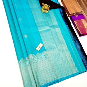 Trendy Kanjivaram Fancy Silk Saree Sky Blue Color