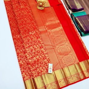 Candy Red Pure Kanchipuram Wedding Silk Sarees