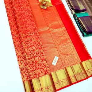 New All Animals Design Kanjivaram Pure Silk Sarees Chilli Red Color Full Gold Zari Work
