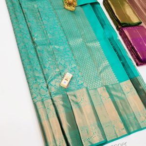 New Design Kanjivaram Pure Silk Wedding Sarees Green Color