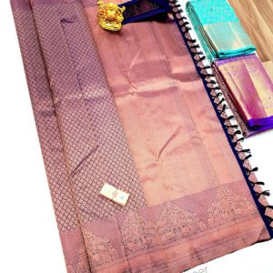 Dimond Design Ink Blue Color Kanjivaram Handloom Pure Silk Sarees