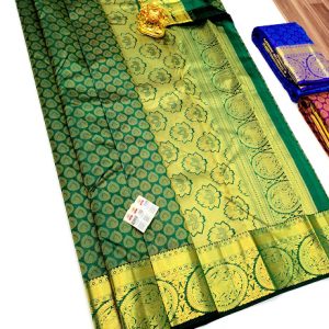Pure Kanjivaram Fancy Silk Sarees (Blue, Bottle Green, Ink Blue, Light Blue, Pink, Purple) Color