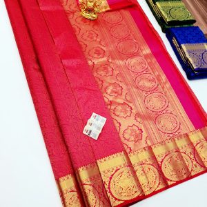 New Design Pure Kanjivaram Fancy Silk Sarees (Araku Red, Rose ) Color