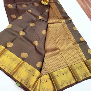 New Design Fancy Pure Soft Silk Saree Brown Color
