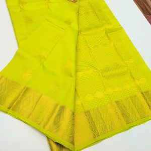 New Trendy Mango Design Pure Soft Silk Sarees Lime Green Color