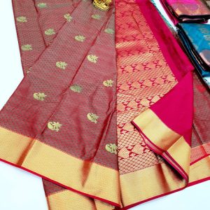 New Design Butta Mphoss Saree Grey, Double Shade Color w/ Blouse