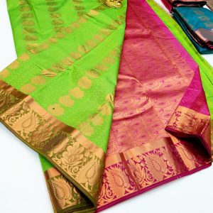 Trendy Butta Mphoss Saree Parrot Green Color w/ Blouse