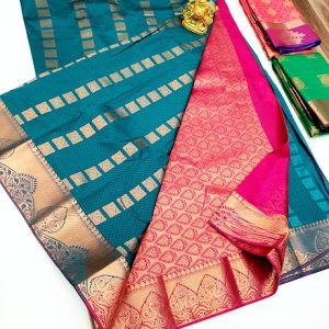 Butta Mphoss Saree Copper Blue Color w/ Blouse