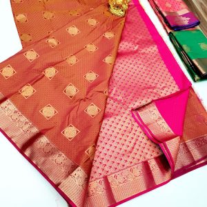 Butta Mphoss Saree Dark Peach Color w/ Blouse