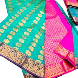 New Trendy Design Butta Mphoss Saree Light Green Color w/ Blouse