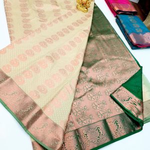 New Trendy Design Butta Mphoss Saree Off White Color w/ Blouse