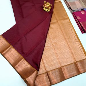 New Design High Fancy Kanjivaram Silk Saree Mix Kumkum Red Color w/ Blouse