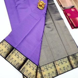 Trendy Design High Fancy Kanjivaram Silk Saree Mix Violet Color