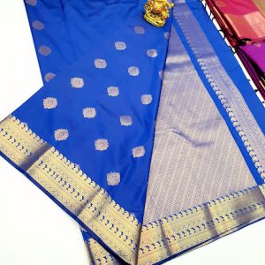 High Fancy Kanjivaram Silk Saree Mix Blue Color w/ Blouse