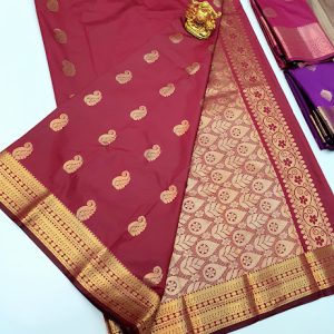 Trendy High Fancy Kanjivaram Silk Saree Mix Red Color w/ Blouse