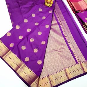 Latest High Fancy Kanjivaram Silk Saree Mix Violet Color w/ Blouse