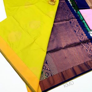 K.M.D Soft 75% Pure Silk Saree Lemon Green Color w/ Blouse