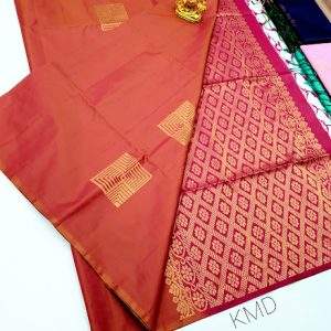 Beautiful Design K.M.D Soft 75% Pure Silk Saree Peach Color w/ Blouse