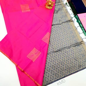 Beautiful Design K.M.D Soft 75% Pure Silk Saree Pink Color w/ Blouse
