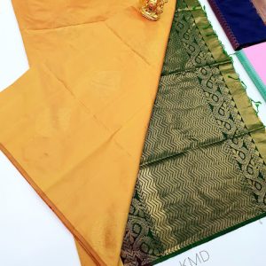 K.M.D Soft 75% Pure Silk Saree Yellow Color w/ Blouse