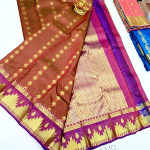 Latest Design K.M.D Soft 75% Pure Silk Saree Brown Color