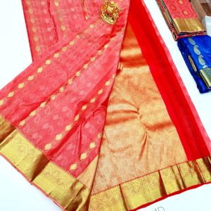 Trendy New Design K.M.D Soft 75% Pure Silk Saree Red Color