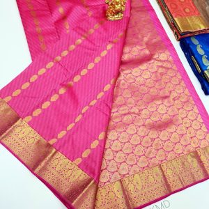 Trendy Design K.M.D Soft 75% Pure Silk Saree Rose Milk Color