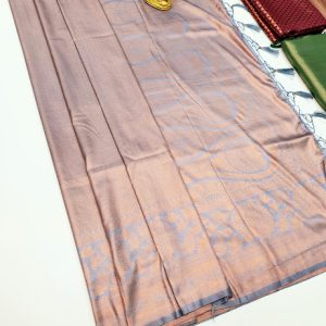 New Trendy Design Kanjivaram Semi Silk Saree Golden Color w/ Blouse