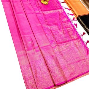 Kanjivaram Semi Silk Saree Rose Color w/ Blouse