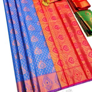 New Design Kanjivaram Semi Silk Saree Blue Color