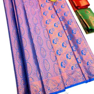 New Design Kanjivaram Semi Silk Saree Ink Blue Color