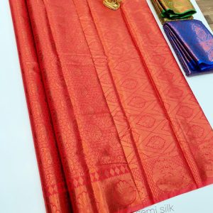 Trendy New Design Kanjivaram Semi Silk Saree Rose Color