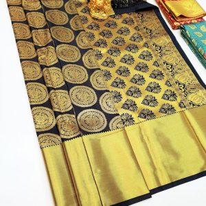 Fancy Circle Design Kanjivaram Semi Silk Apple Red, Brown, Coffee Brown, Blue Colors